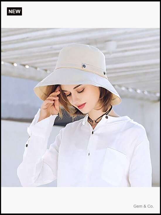 Womens Cotton Wide Brim Sun Hat UPF50+ UV Packable Beach Travel Bucket Cap main image 5
